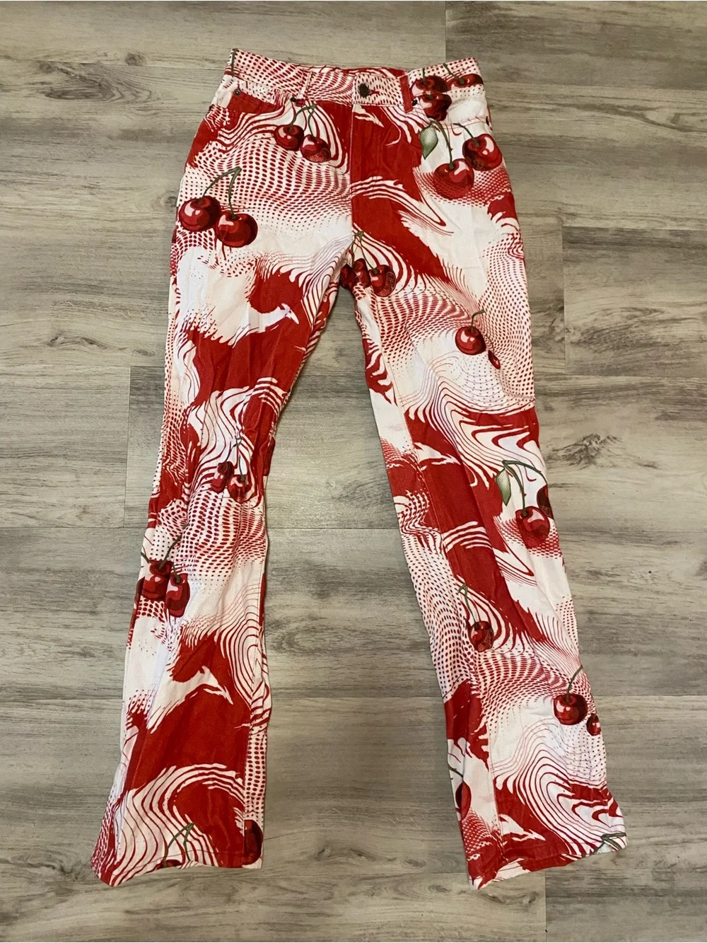 Jaded London Red Cherry Print Slouchy Boyfriend Jeans- NWT